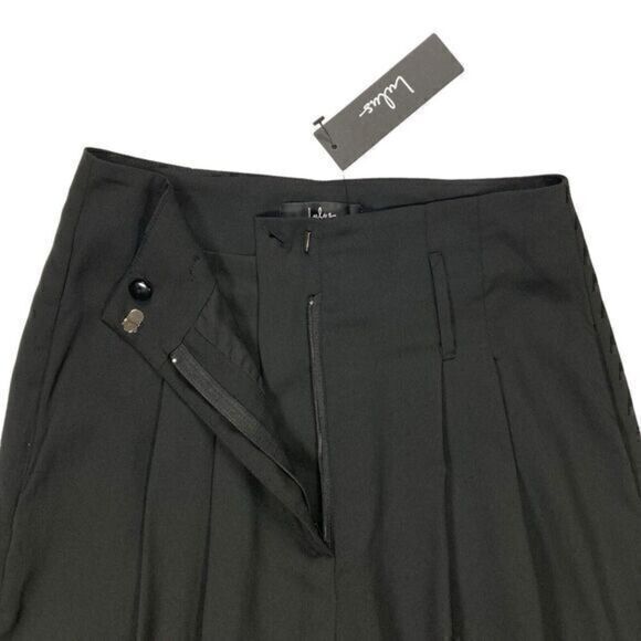 Lulus Pants Women XS Black Chic Pleated High-Waisted Wide-Leg Flare Trousers New - Picture 4 of 14
